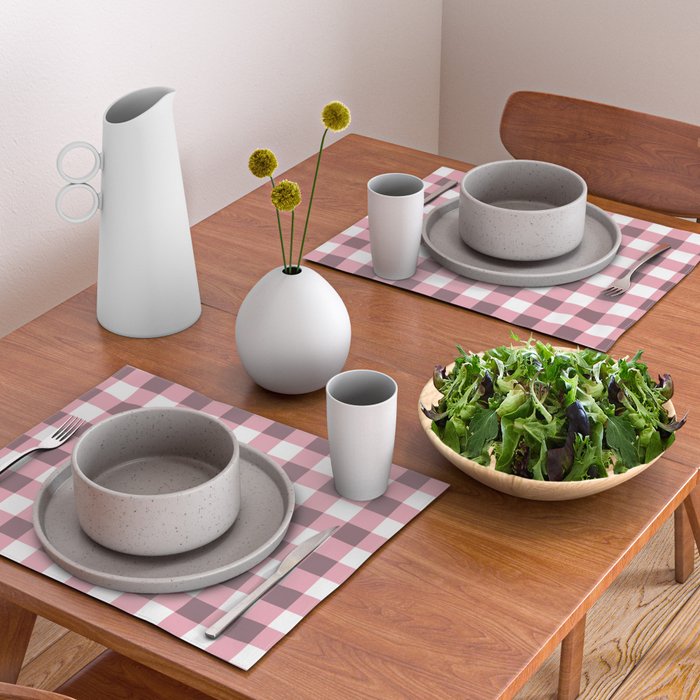 Dusty Pink Gingham Check Placemat Gallery Image 2
