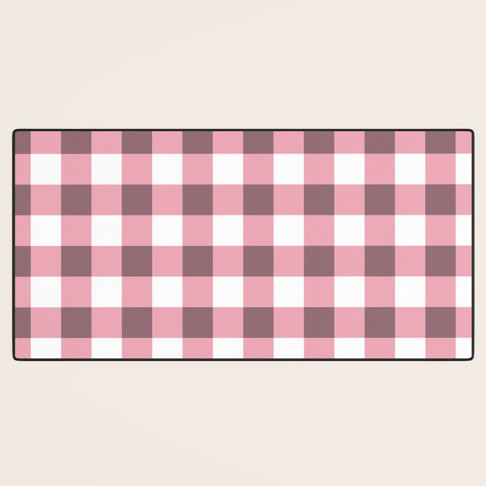 Dusty Pink Gingham Check Desk Mat Gallery Image 3