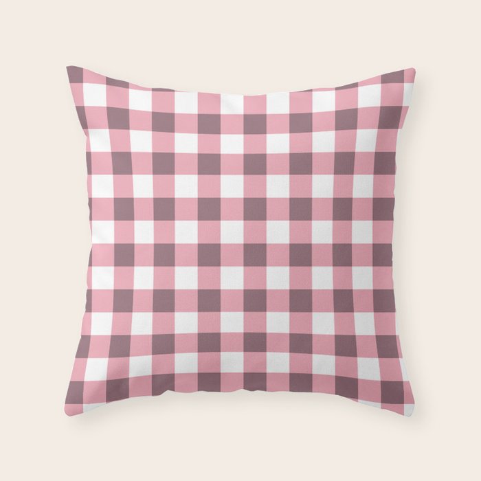 Dusty Pink Gingham Check Throw Pillow Gallery Image 6