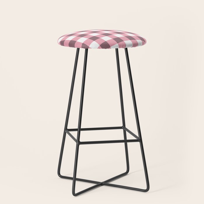 Dusty Pink Gingham Check Stool Gallery Image 1