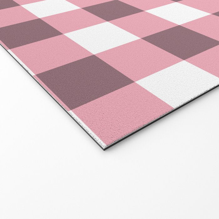 Dusty Pink Gingham Check Welcome Mat Gallery Image 2