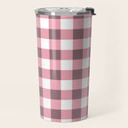 Dusty Pink Gingham Check Travel Mug Gallery Image 2