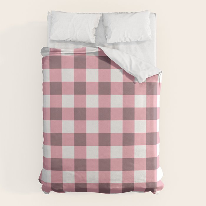 Dusty Pink Gingham Check Duvet Cover Gallery Image 6
