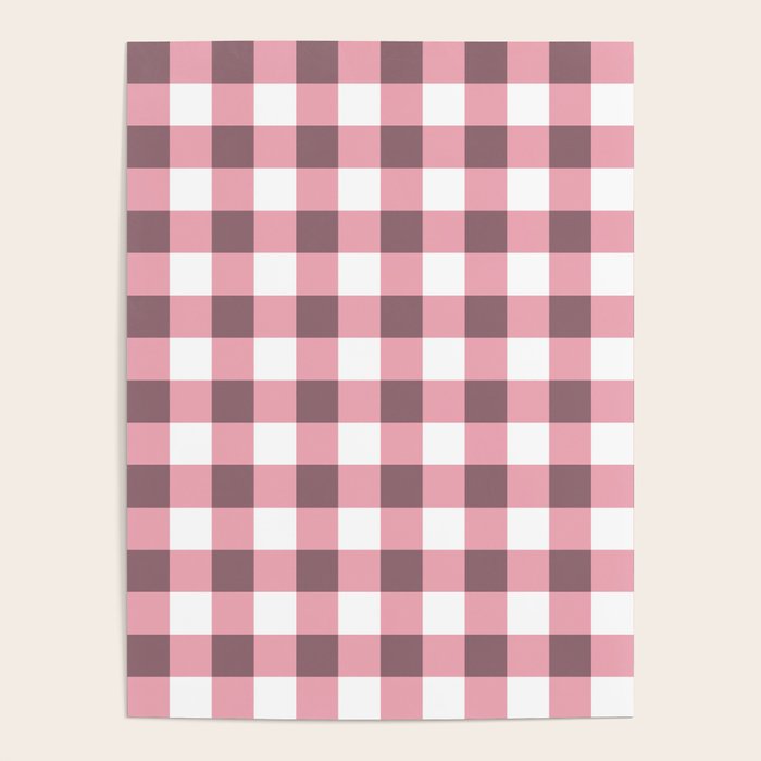 Dusty Pink Gingham Check Poster Gallery Image 4