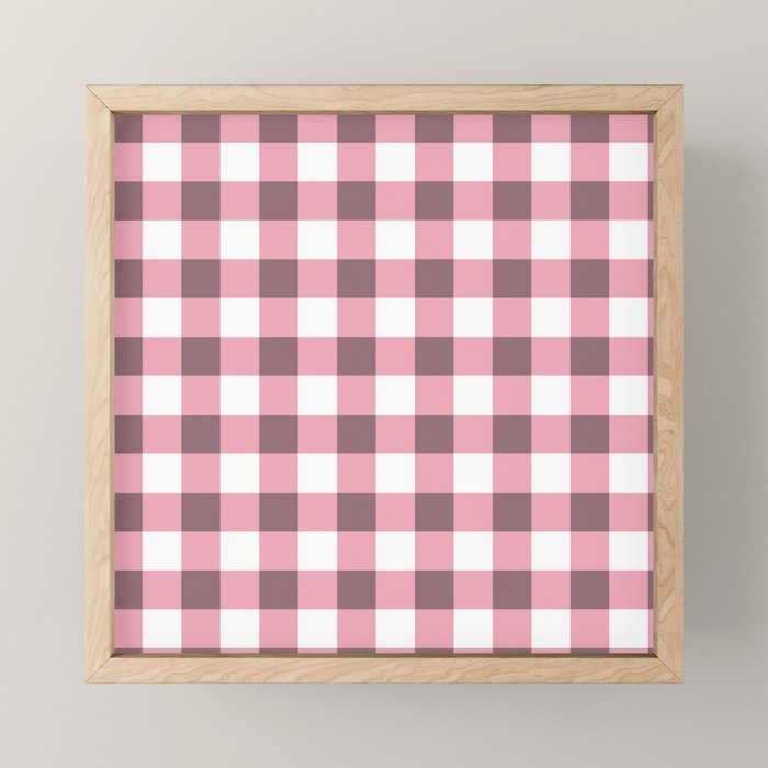 Dusty Pink Gingham Check Mini Art Print Gallery Image 1
