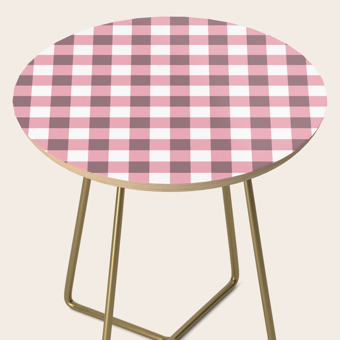 Dusty Pink Gingham Check Side Table Gallery Image 2