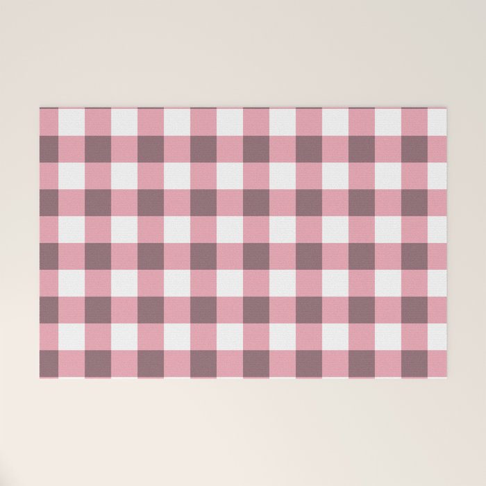 Dusty Pink Gingham Check Welcome Mat Gallery Image 1