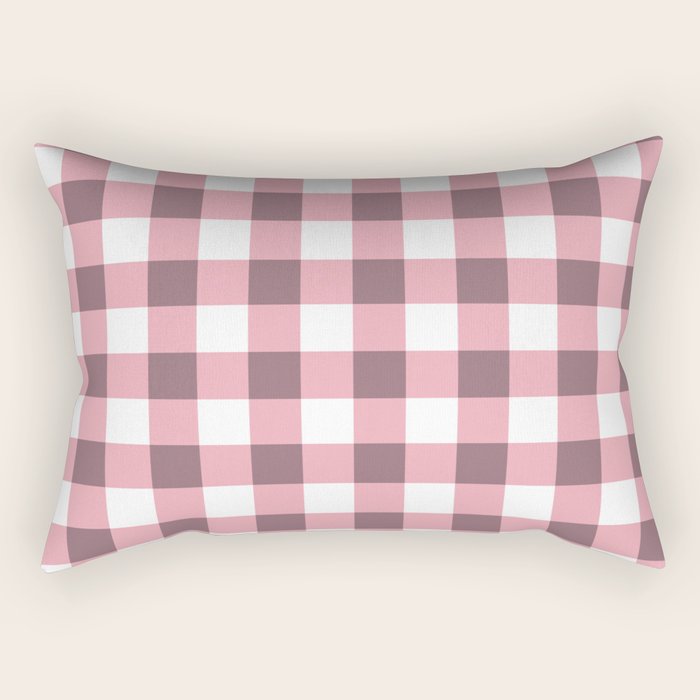 Dusty Pink Gingham Check Rectangular Pillow Gallery Image 2