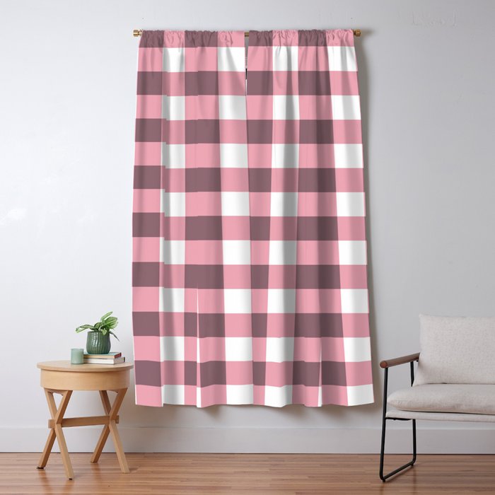 Dusty Pink Gingham Check Window Curtain Gallery Image 5