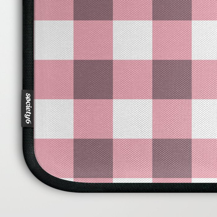 Dusty Pink Gingham Check Laptop Sleeve Gallery Image 3