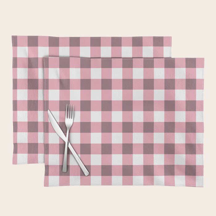 Dusty Pink Gingham Check Placemat Gallery Image 1