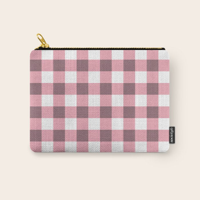 Dusty Pink Gingham Check Carry All Pouch Gallery Image 1