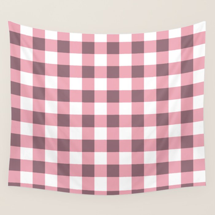 Dusty Pink Gingham Check Wall Tapestry Gallery Image 4