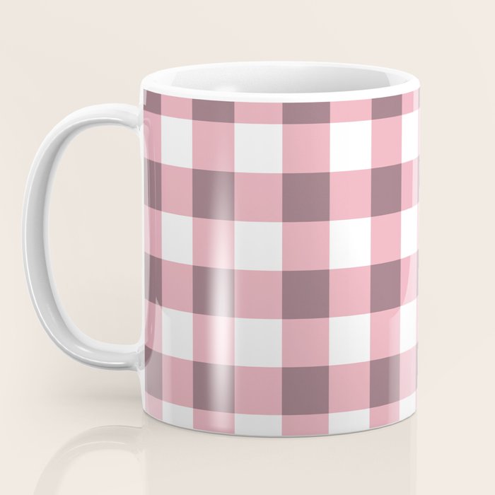 Dusty Pink Gingham Check Coffee Mug Gallery Image 3