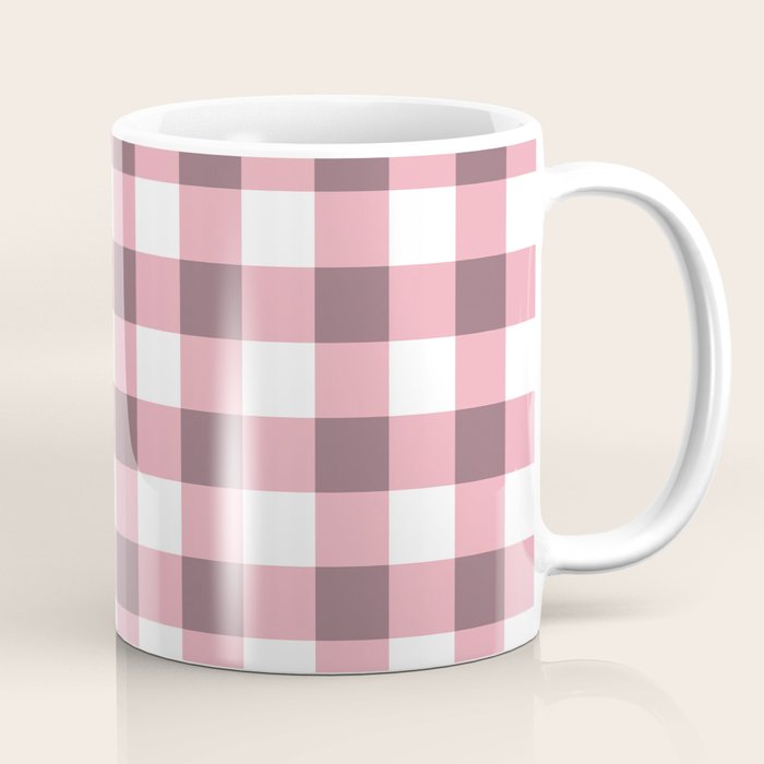 Dusty Pink Gingham Check Coffee Mug Gallery Image 1