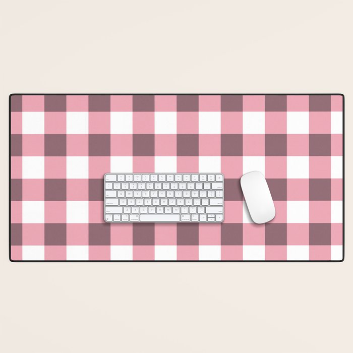Dusty Pink Gingham Check Desk Mat Gallery Image 1