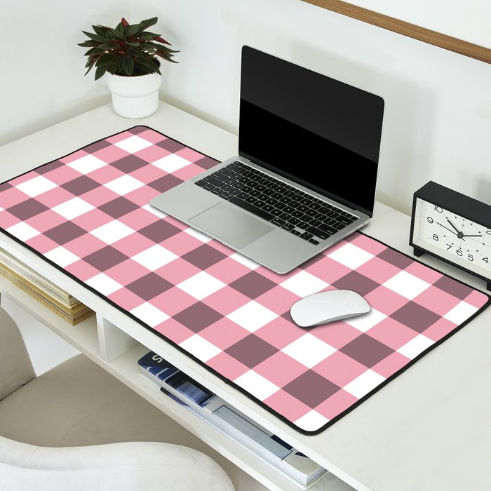 Dusty Pink Gingham Check Desk Mat Gallery Image 2