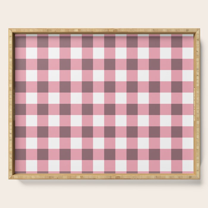 Dusty Pink Gingham Check Serving Tray Gallery Image 1