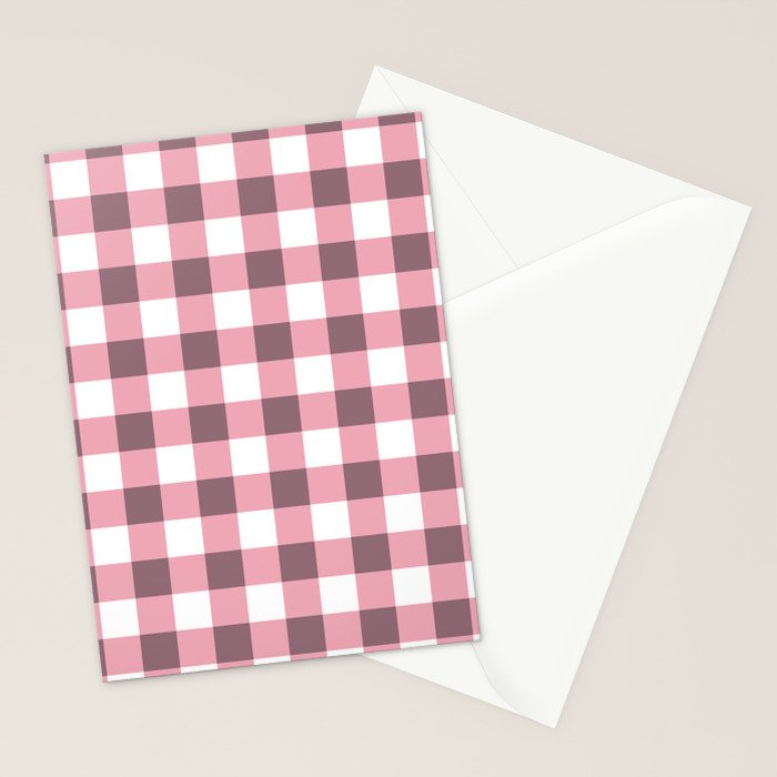 Dusty Pink Gingham Check Stationery Card Gallery Image 2