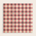 Dusty Pink Gingham Check Wood Wall Art Gallery Image 1