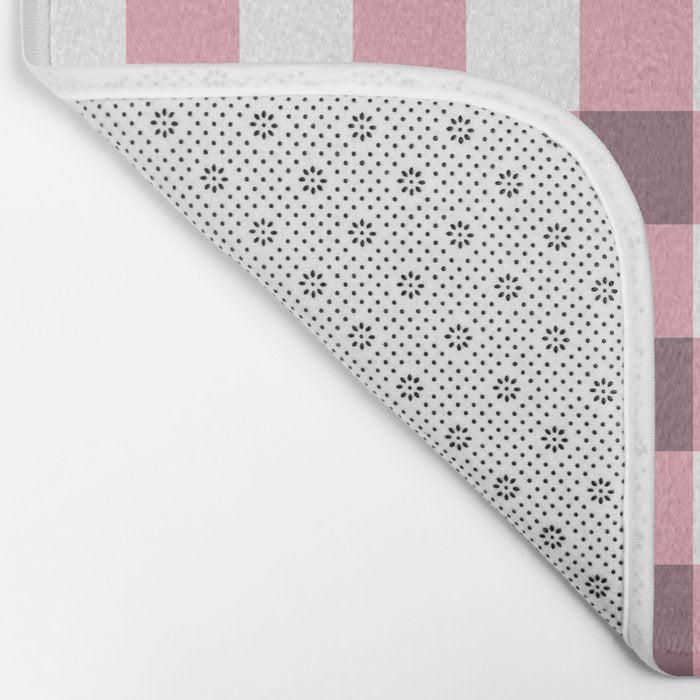 Dusty Pink Gingham Check Bath Mat Gallery Image 2