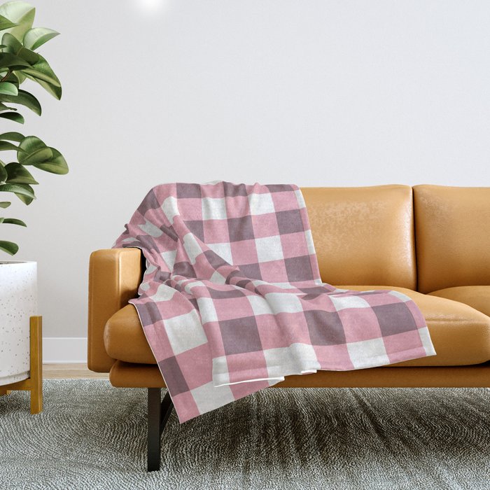 Dusty Pink Gingham Check Throw Blanket Gallery Image 1