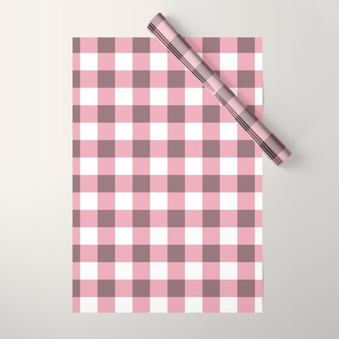 Dusty Pink Gingham Check Wrapping Paper Gallery Image 1