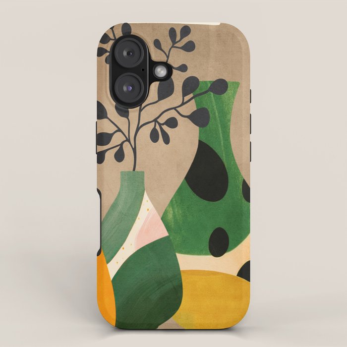 Modern Abstract Vases with Plant 1 iPhone Case Gallery Image 1