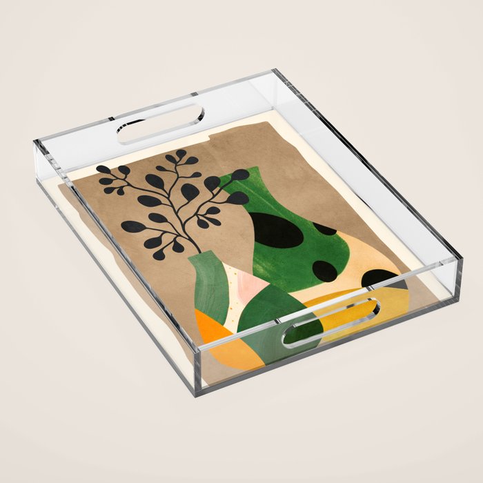 Modern Abstract Vases with Plant 1 Acrylic Tray Gallery Image 1