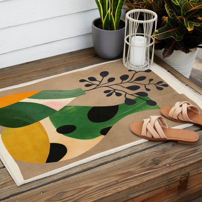 Modern Abstract Vases with Plant 1 Outdoor Rug Gallery Image 2