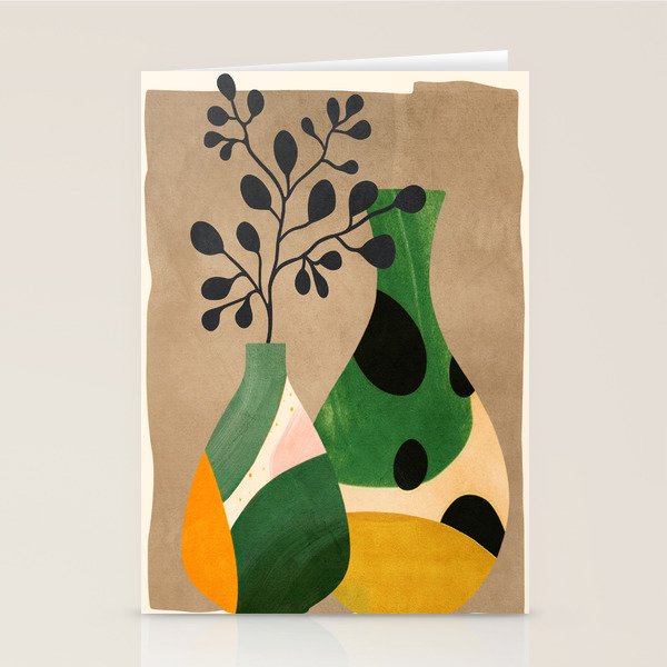 Modern Abstract Vases with Plant 1 Stationery Card Gallery Image 2