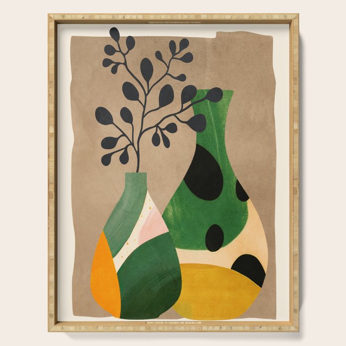 Modern Abstract Vases with Plant 1 Serving Tray Gallery Image 1