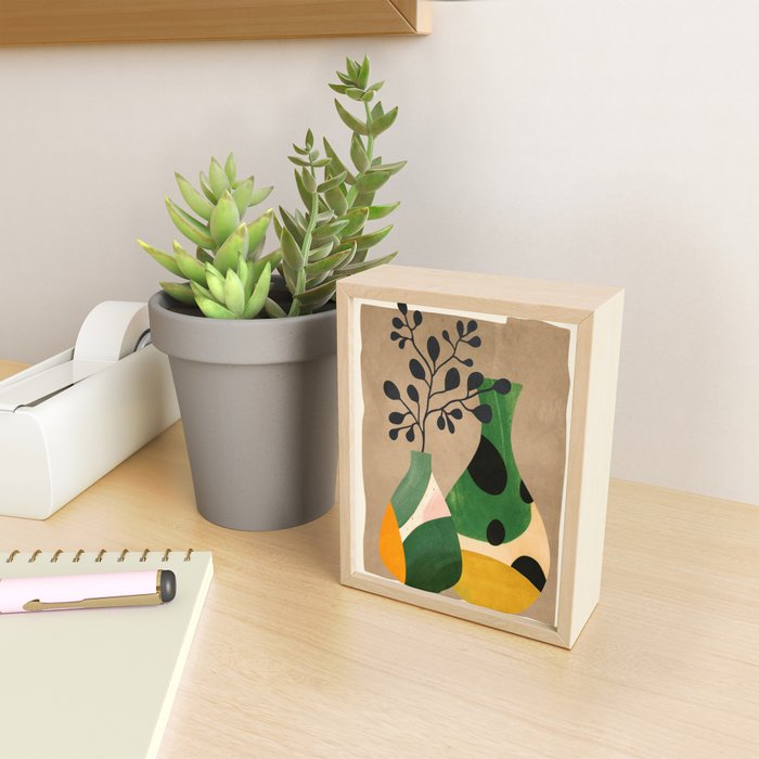 Modern Abstract Vases with Plant 1 Mini Art Print Gallery Image 2