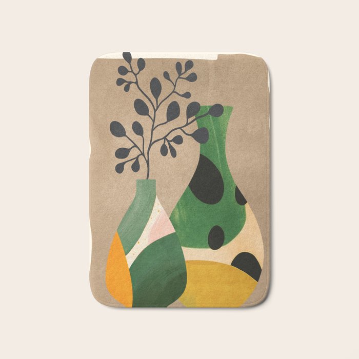 Modern Abstract Vases with Plant 1 Bath Mat Gallery Image 1