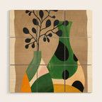 Modern Abstract Vases with Plant 1 Wood Wall Art Gallery Image 1