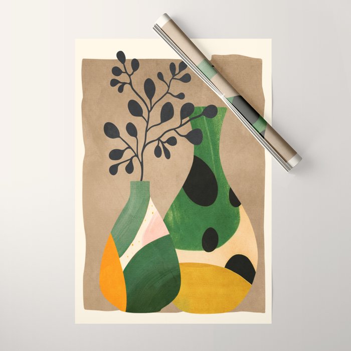Modern Abstract Vases with Plant 1 Wrapping Paper Gallery Image 1