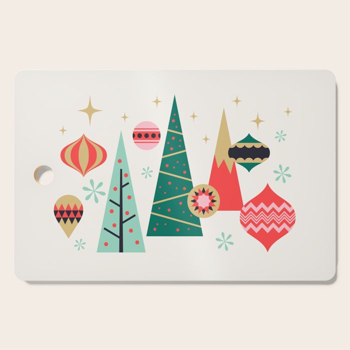 Retro Christmas Card Theme - Plain White Cutting Board Gallery Image 1