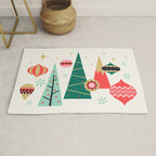 Retro Christmas Card Theme - Plain White Rug Gallery Image 1