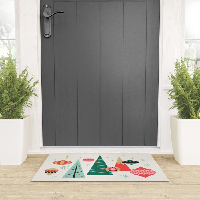 Retro Christmas Card Theme - Plain White Welcome Mat Gallery Image 3