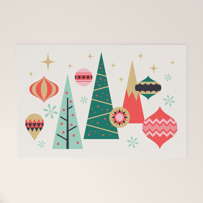 Retro Christmas Card Theme - Plain White Welcome Mat Gallery Image 1