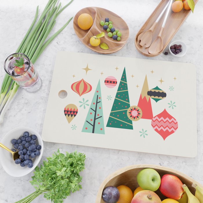 Retro Christmas Card Theme - Plain White Cutting Board Gallery Image 2