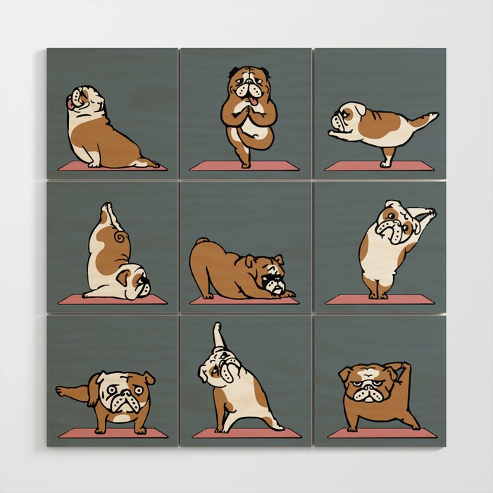 English Bulldog Yoga Wood Wall Art Gallery Image 1