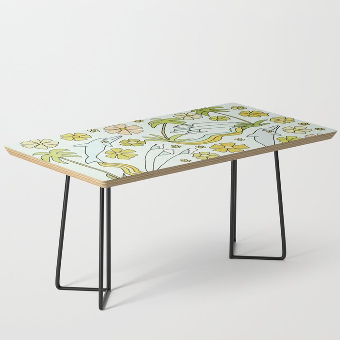 dolphin love flower power // retro surf art by surfy birdy Coffee Table Gallery Image 1