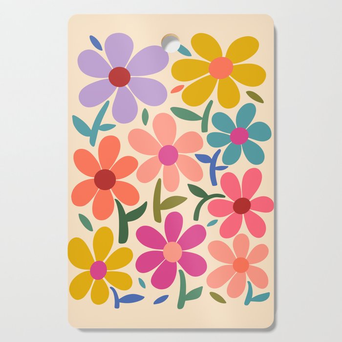 Botanical Garden -Colorful Daisy Bloom Cutting Board Gallery Image 1
