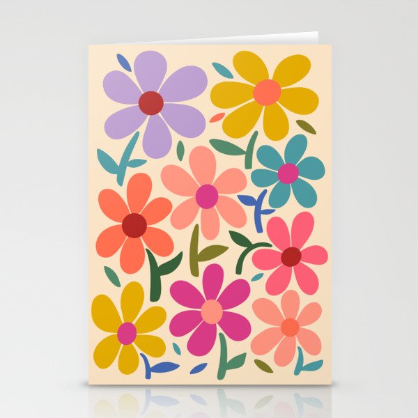 Botanical Garden -Colorful Daisy Bloom Stationery Card Gallery Image 2