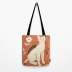 Cute white cat with a flower on a red background Tote Bag Gallery Image 2