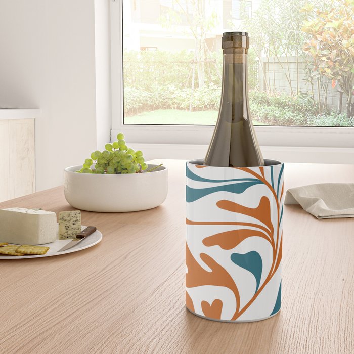 Modern Leaf Abstract Orange and Teal Wine Chiller Gallery Image 4