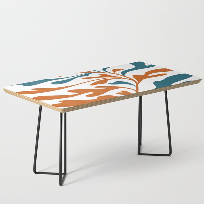 Modern Leaf Abstract Orange and Teal Coffee Table Gallery Image 1