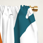 Modern Leaf Abstract Orange and Teal Window Curtain Gallery Image 2