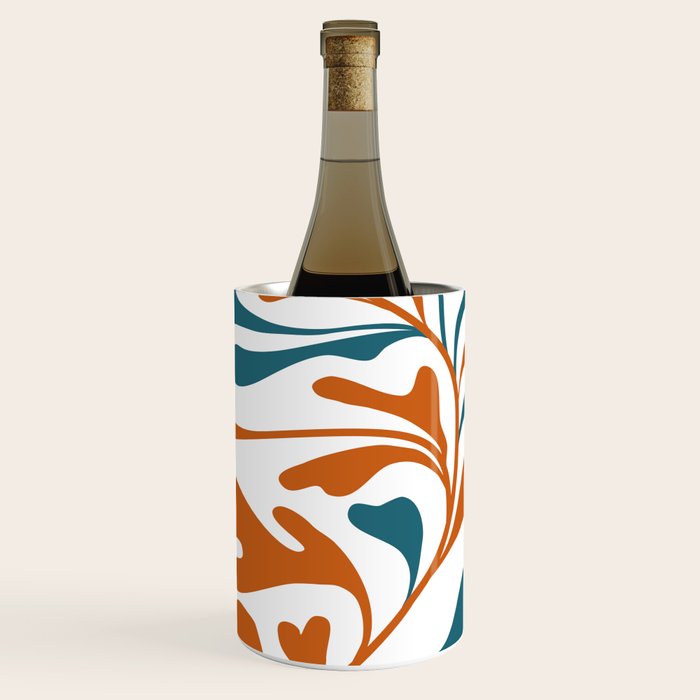 Modern Leaf Abstract Orange and Teal Wine Chiller Gallery Image 1